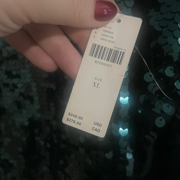 Anthropologie Alani Cashmere Mock Neck Sweater Sequin Ed EMERALD GREEN Sz XL NWT - Picture 10 of 14